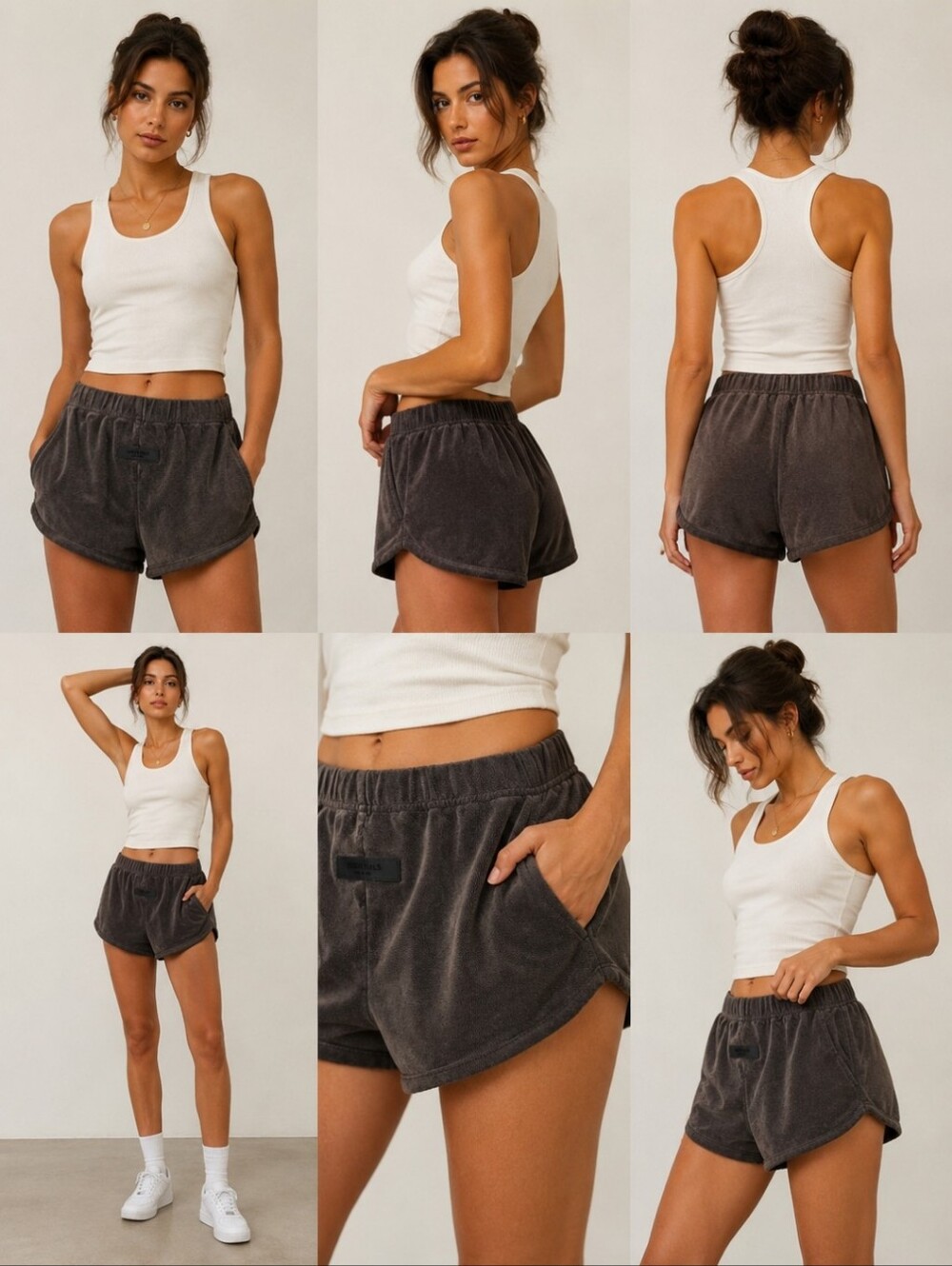 Fear of God Essentials Velour Lounge Shorts M Brown Bamboo Blend Relaxed Fit